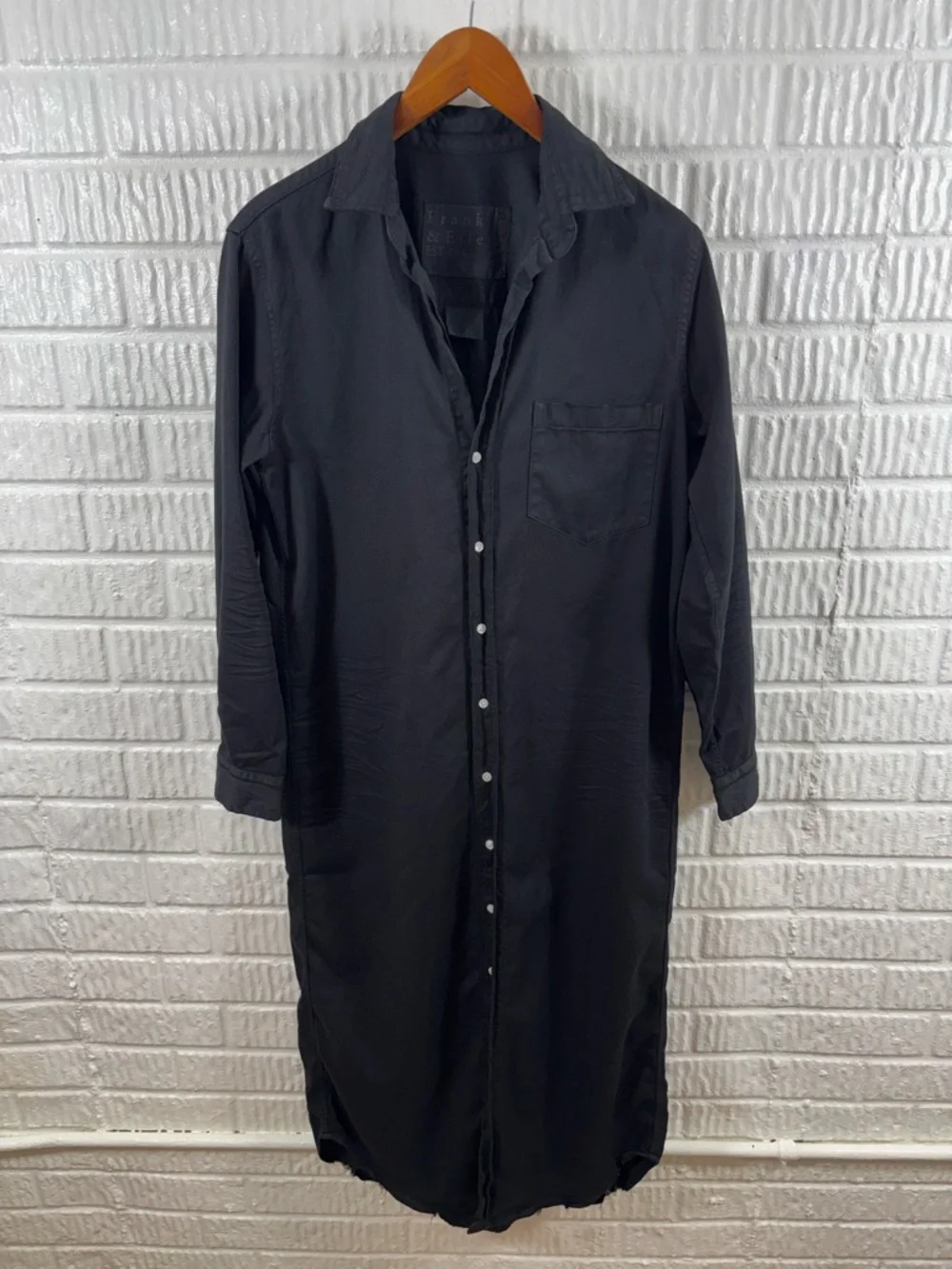 Frank & Eileen Rory Black Famous Denim Button Down Maxi Shirt Dress XXS - Picture 4 of 7